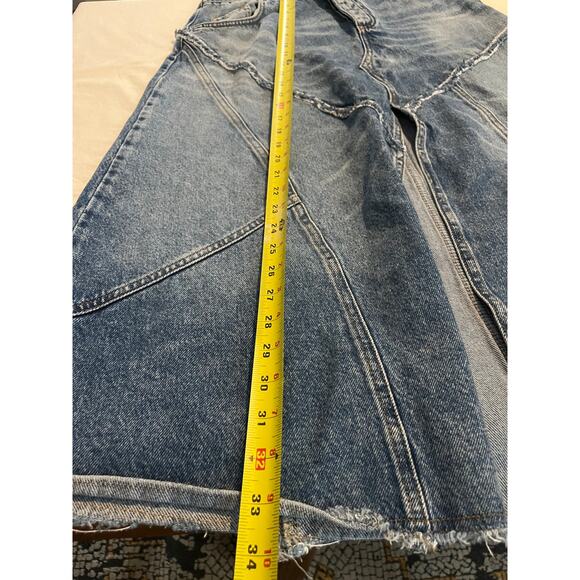 Pilcro Anthropologie Denim Midi Skirt Size 4 Boho Patchwork Raw Hem - Picture 7 of 7